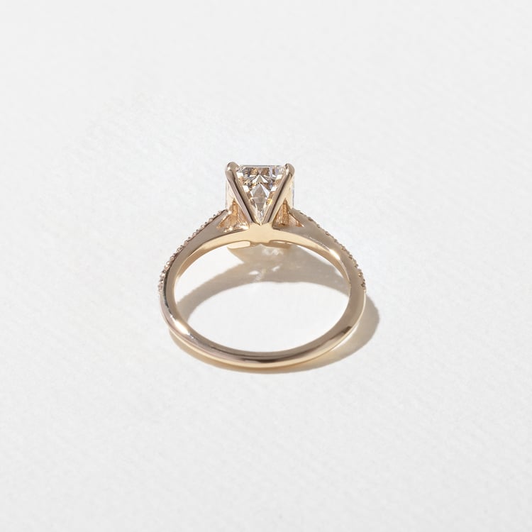 2.45 CT Emerald Cut Pavé Lab Grown Diamond Engagement Ring