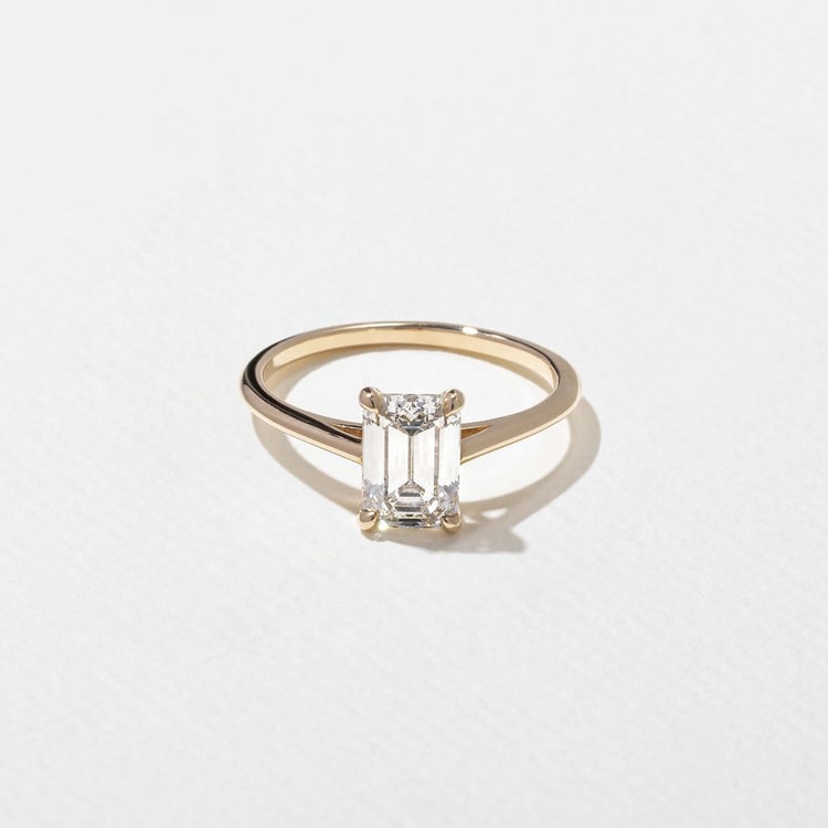 1.52 CT Emerald Cut Bezel Solitaire Lab Grown Diamond Engagement Ring