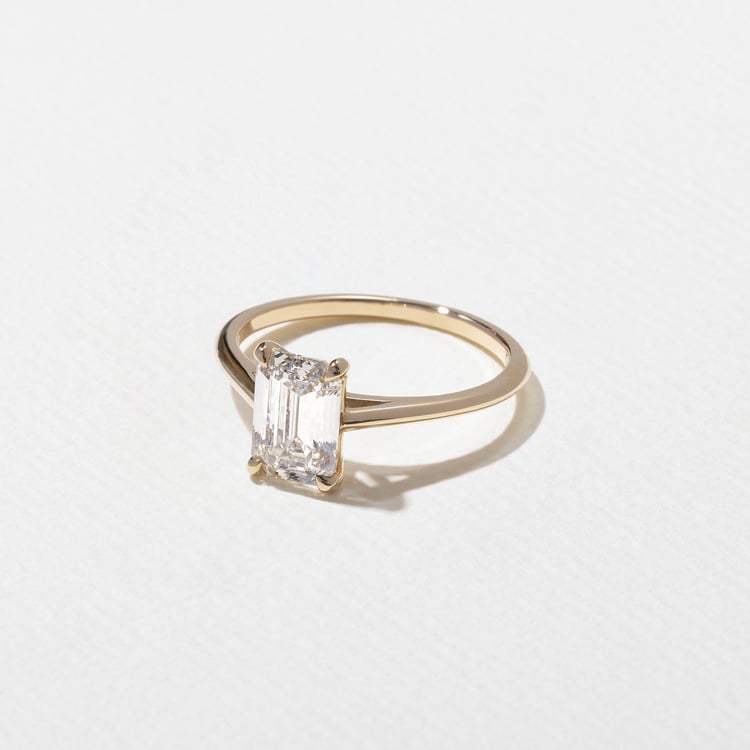 1.52 CT Emerald Cut Bezel Solitaire Lab Grown Diamond Engagement Ring