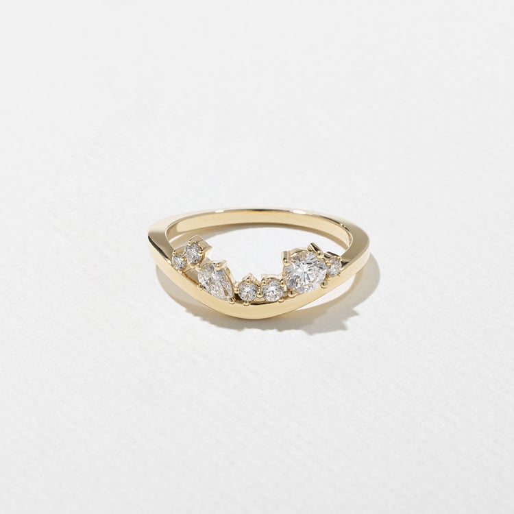 2.30 TCW Oval & Emerald Cut Curved Lab Grown Diamond Wedding Band