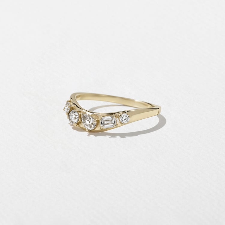 0.40 TCW Multi Shape Curved Lab Grown Diamond Wedding Band