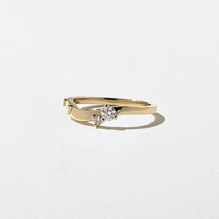 0.23 TCW Round & Baguette Curved Lab Grown Diamond Wedding Band
