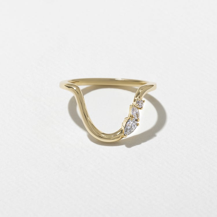 0.15 TCW Round, Oval & Pear Curved Lab Grown Diamond Wedding Band
