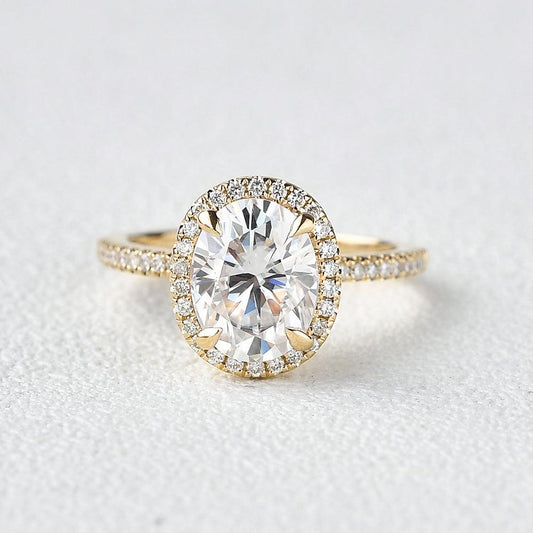 Oval Halo & Pave Lab Grown Diamond Engagement Ring