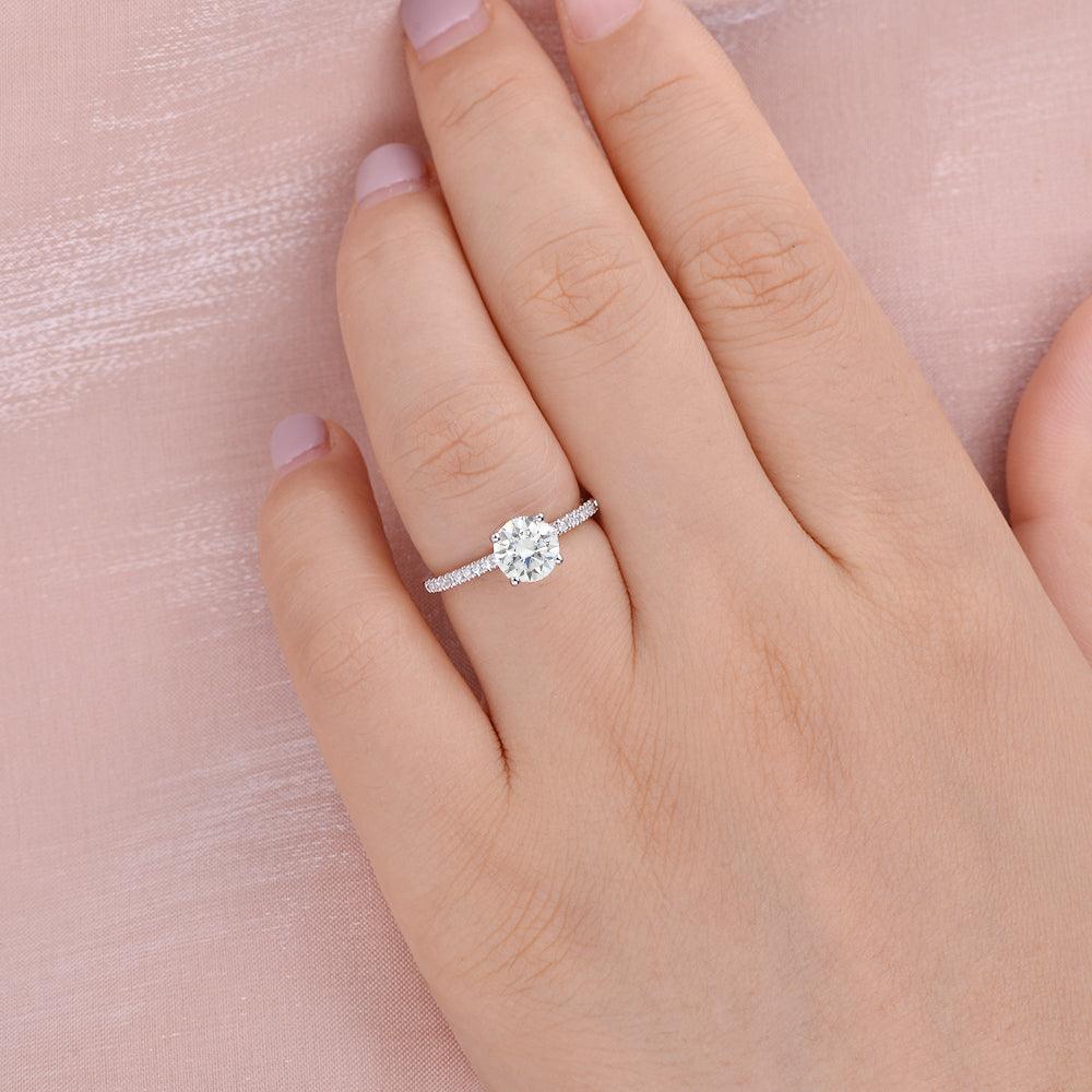 Round Pave Lab Grown Diamond Engagement Ring