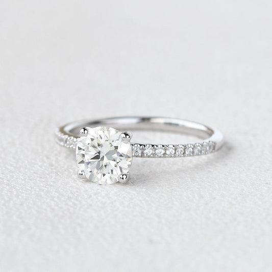 Round Pave Lab Grown Diamond Engagement Ring