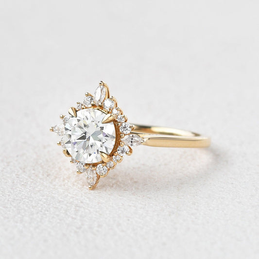 Round Cluster Lab Grown Diamond Engagement Ring