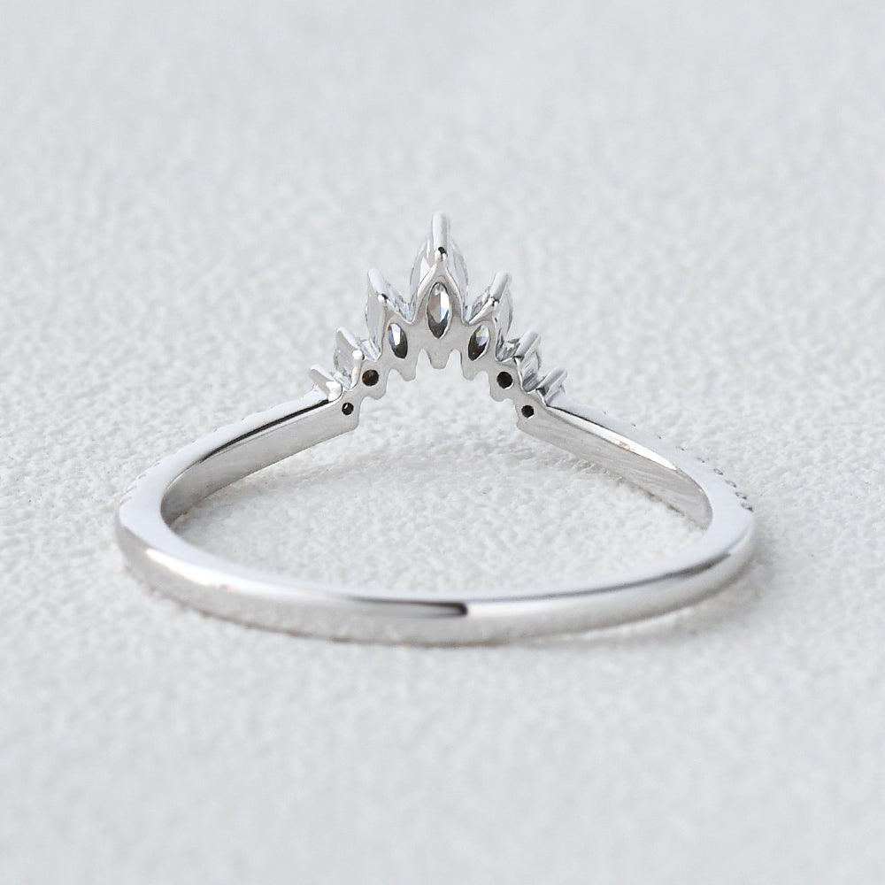0.36 CT Marquise And Round Curved Moissanite Wedding Band 3