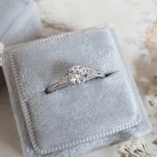 Round Pave Lab Grown Diamond Engagement Ring