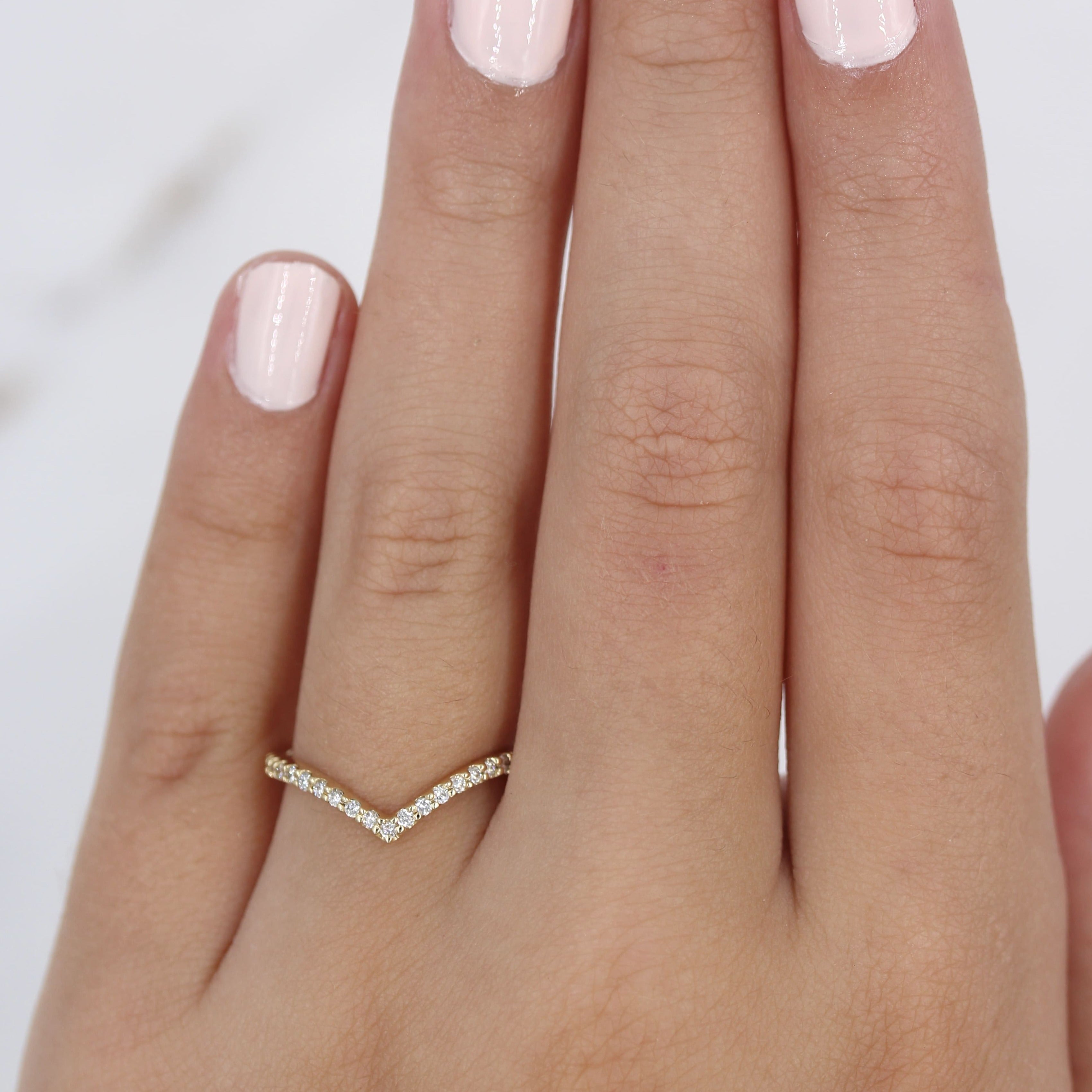 0.17 TCW Round Cut Curved Moissanite Wedding Band 4 0.17 TCW Round Cut Curved Moissanite Wedding Band 4