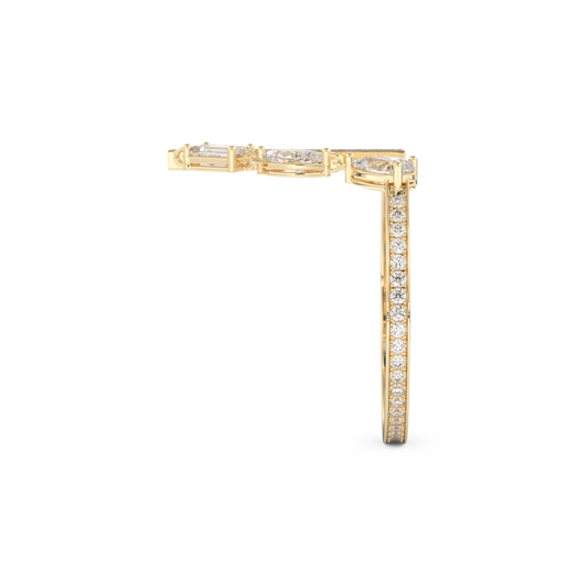 Asymmetric Bar and Droplet Full Eternity Wedding Band with 0.569 CT Pear, Round, Emerald & Marquise Cut Moissanite – Yellow, White, or Rose Gold 2