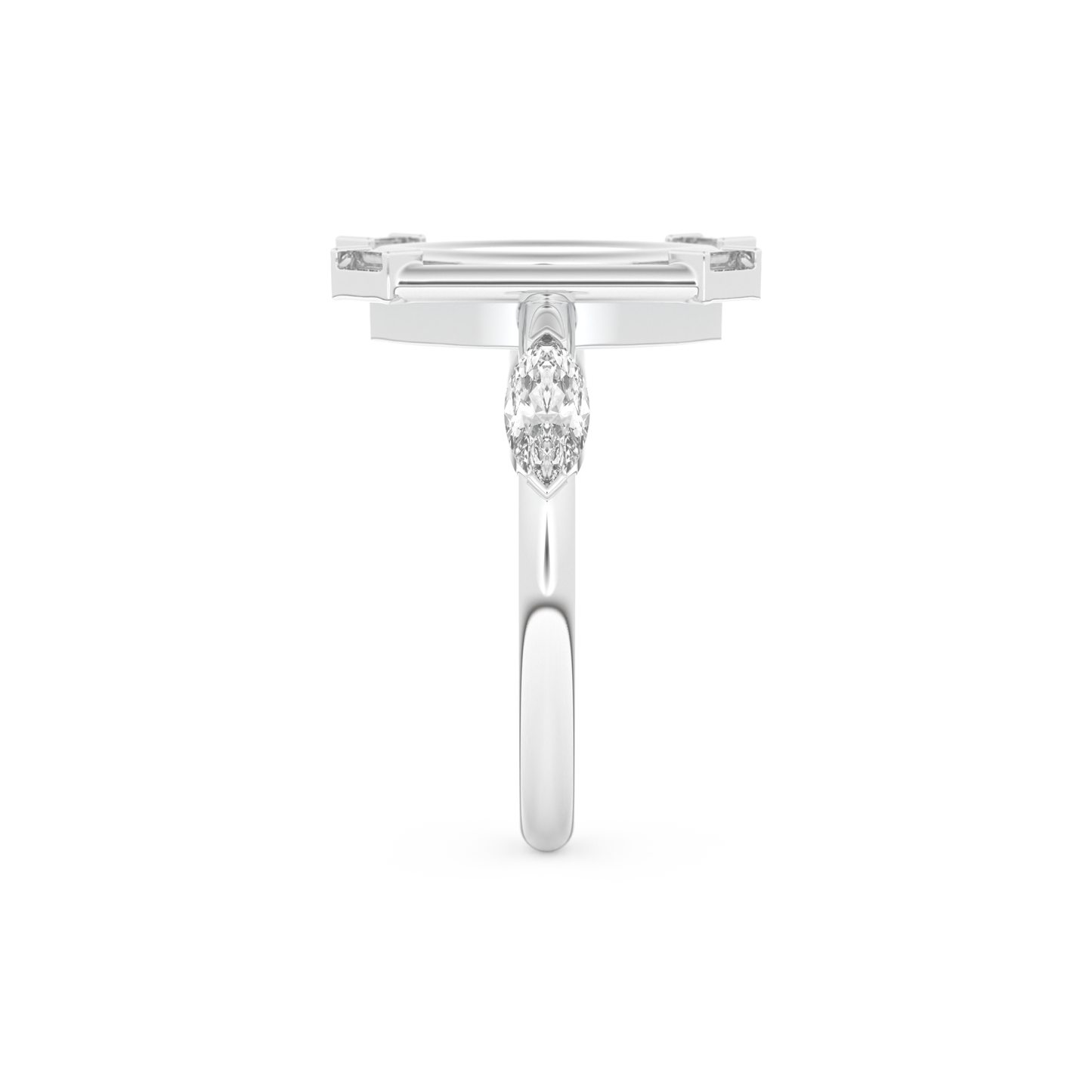 Elongated Marquise Cut 0.88 Carat Moissanite Ring – Bezel Setting in Gold
