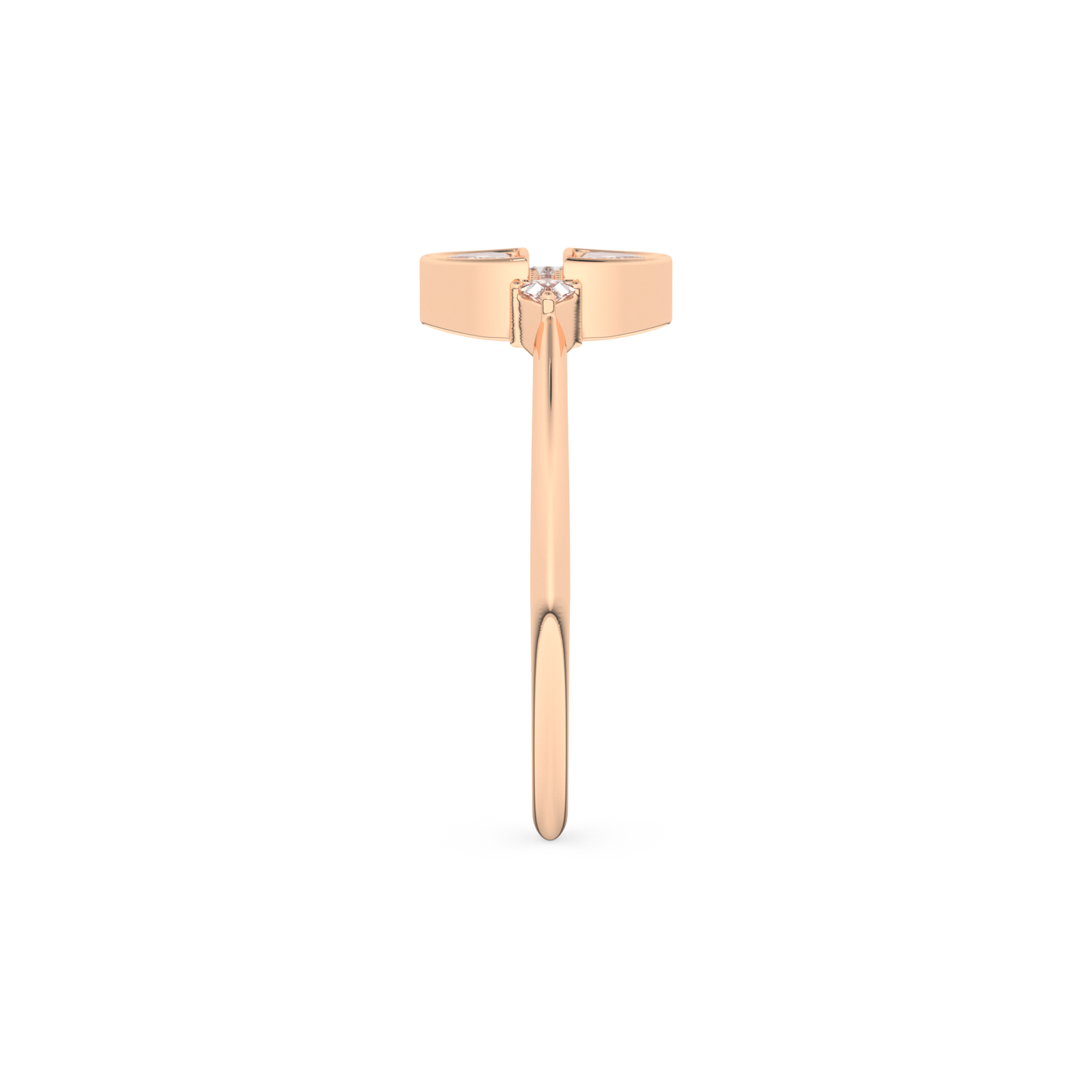 Wedding Band with 0.39 CT Triangle, Half Moon & Round Cut Moissanite – Yellow, White, or Rose Gold