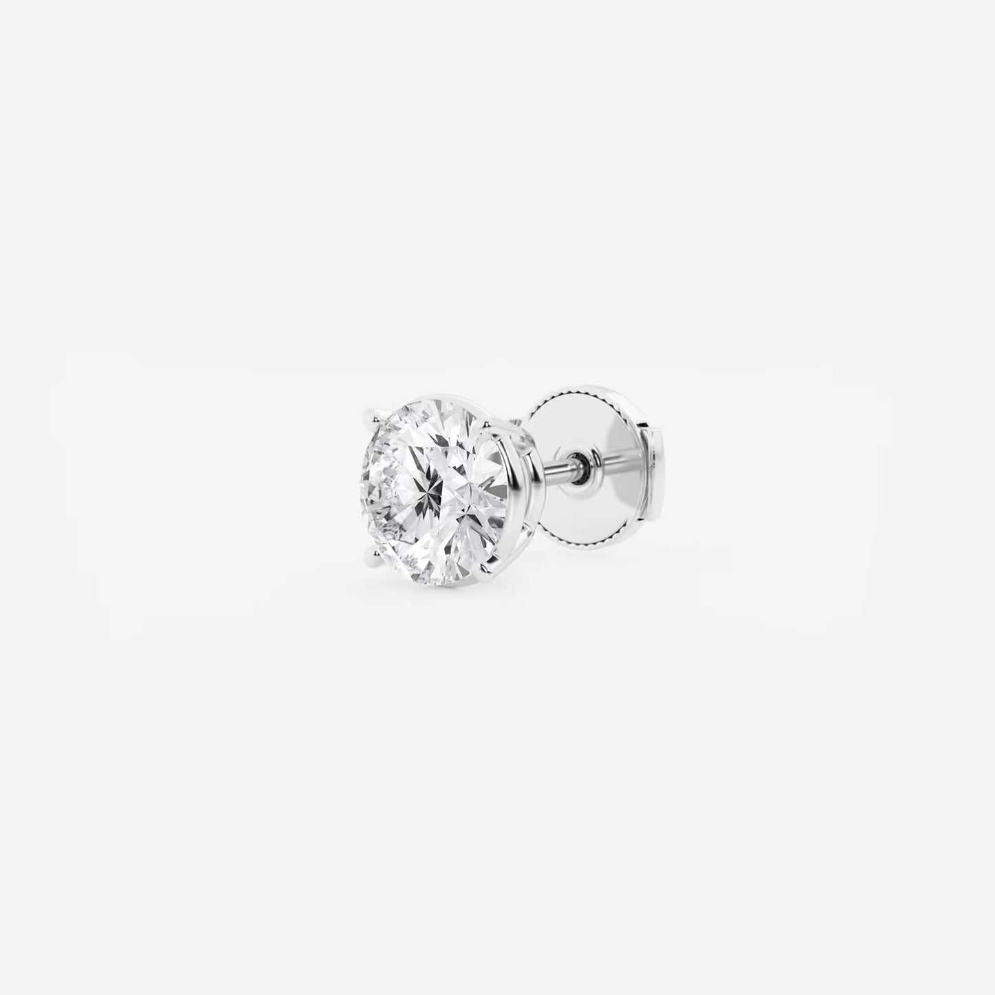 0.8 CT Round Cut Lab Grown Diamond Single Stud Earring