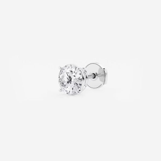 0.8 CT Round Cut Lab Grown Diamond Single Stud Earring