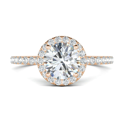 1.0 CT Round Cut Halo Moissanite Engagement Ring 18 1.0 CT Round Cut Halo Moissanite Engagement Ring 18