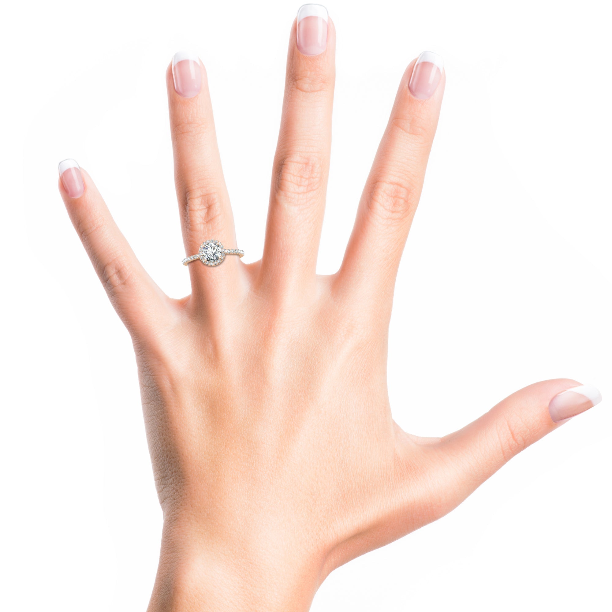 1.0 CT Round Cut Halo Moissanite Engagement Ring 6 1.0 CT Round Cut Halo Moissanite Engagement Ring 6
