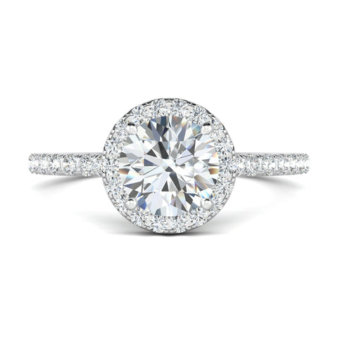 1.0 CT Round Cut Halo Moissanite Engagement Ring 8 1.0 CT Round Cut Halo Moissanite Engagement Ring 8