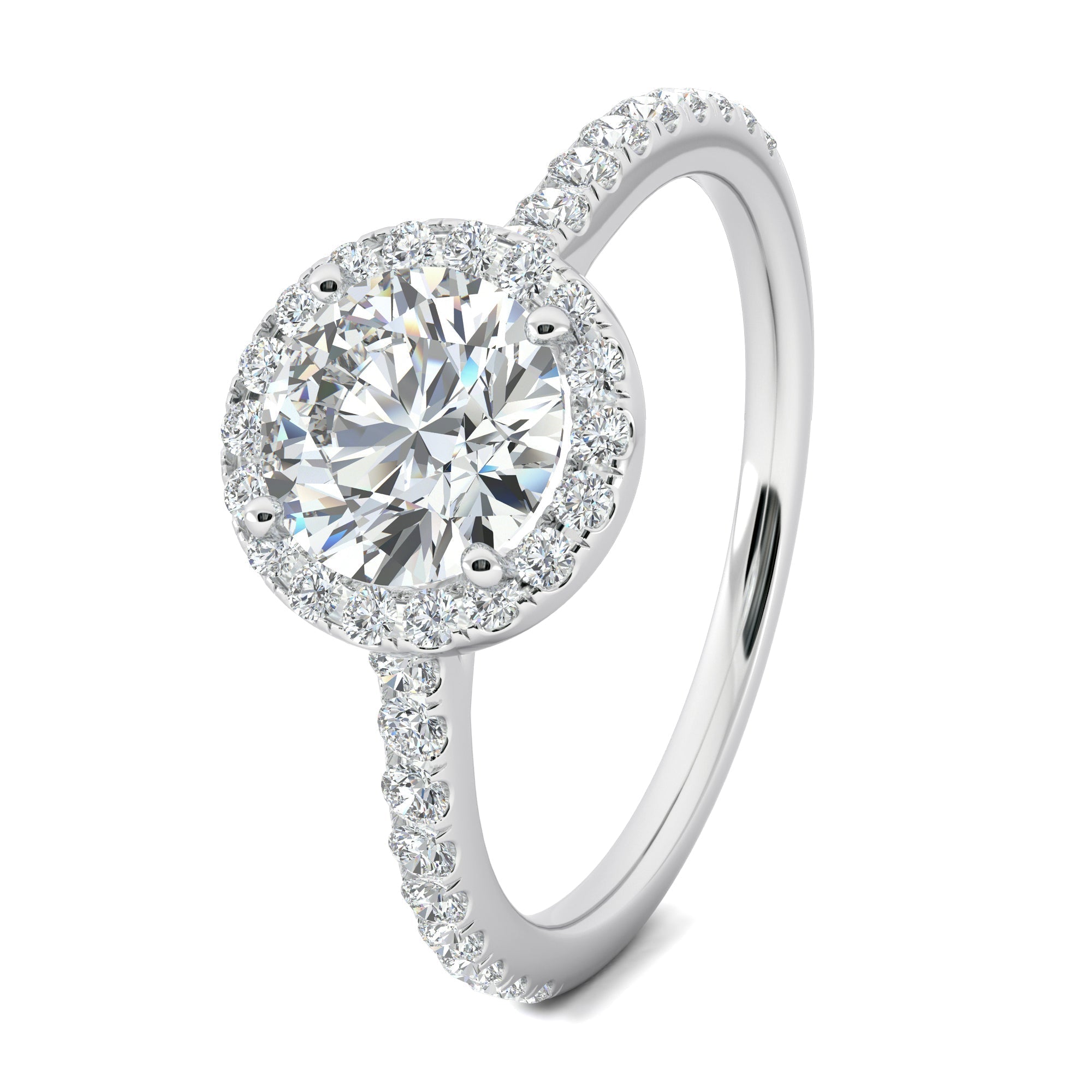 1.0 CT Round Cut Halo Moissanite Engagement Ring 9 1.0 CT Round Cut Halo Moissanite Engagement Ring 9