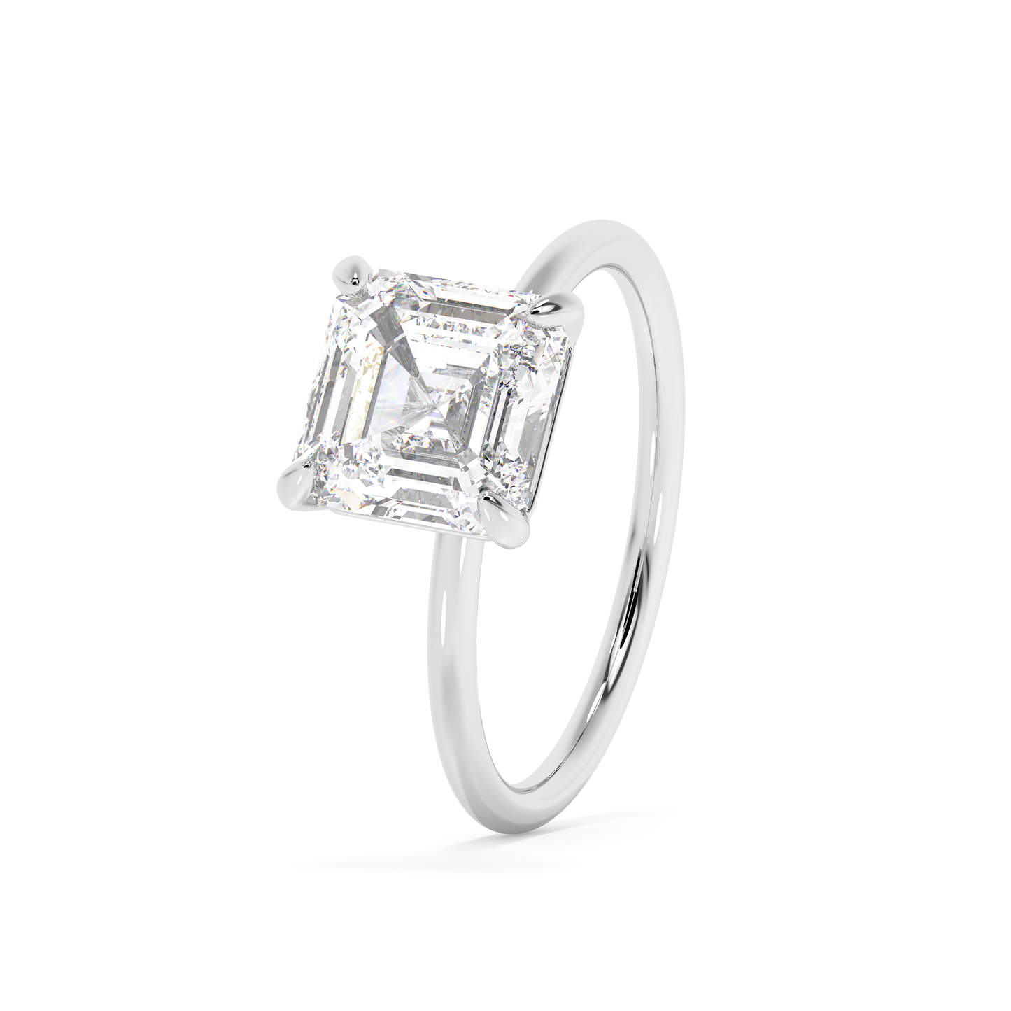 Emerald Solitaire Lab Grown Diamond Engagement Ring