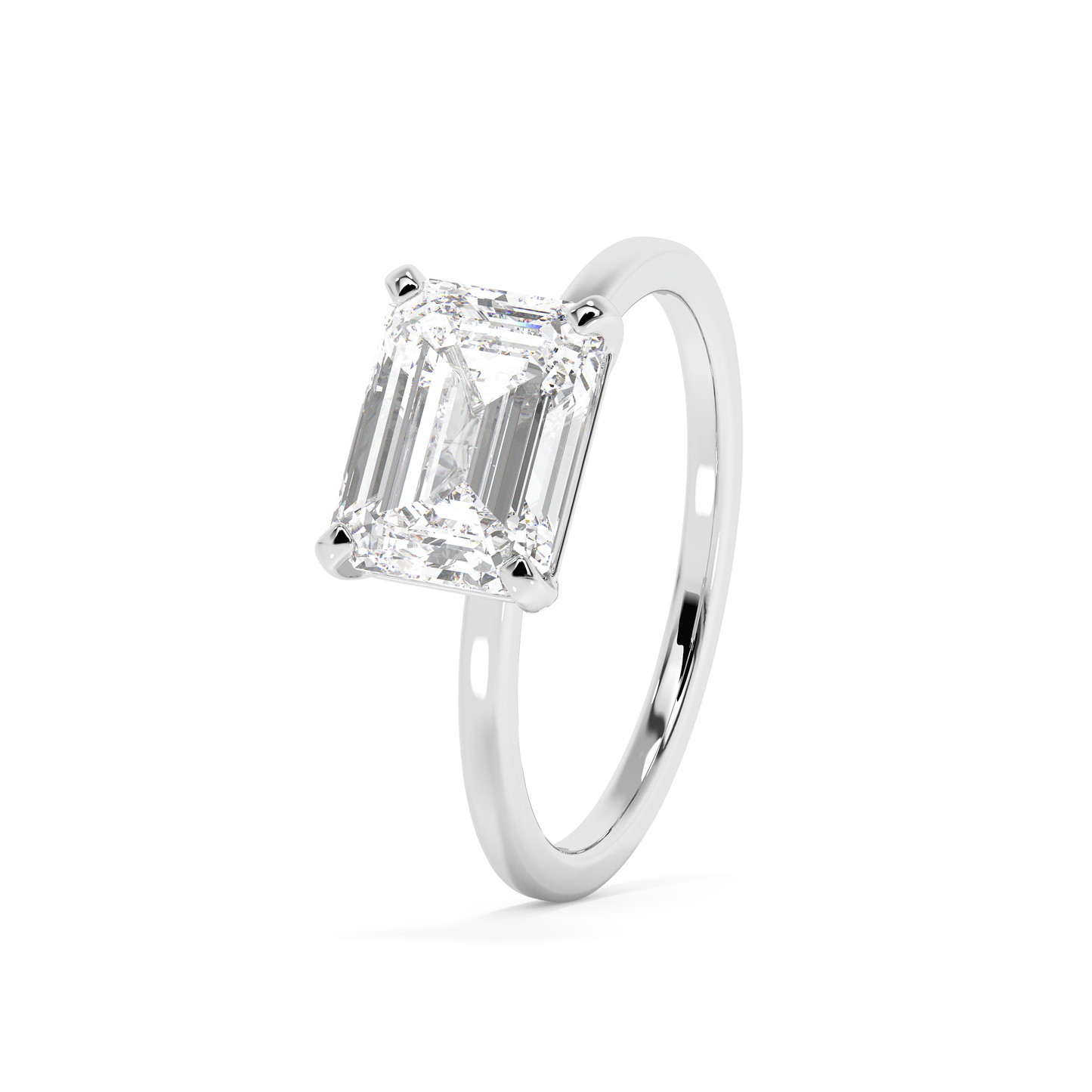 Emerald Solitaire Lab Grown Diamond Engagement Ring