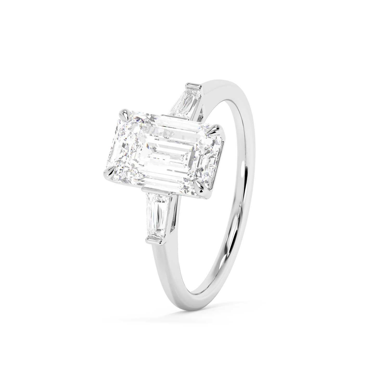 Emerald Solitaire Lab Grown Diamond Engagement Ring