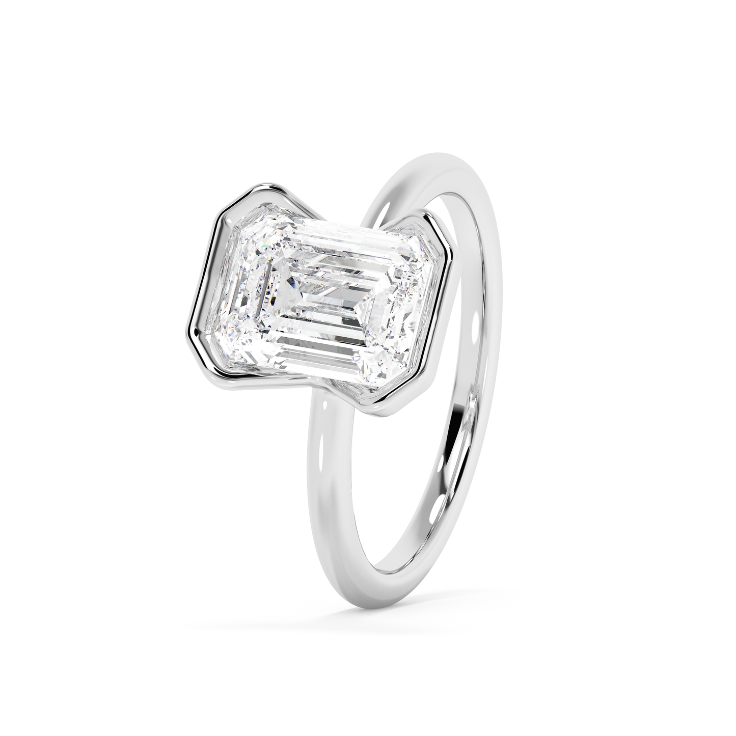 Emerald Solitaire Lab Grown Diamond Engagement Ring