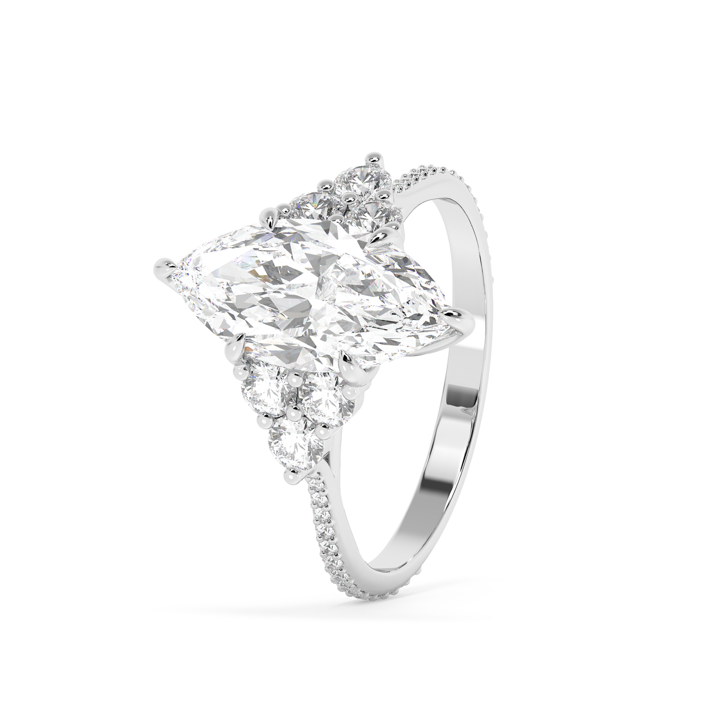 Emerald Solitaire Lab Grown Diamond Engagement Ring