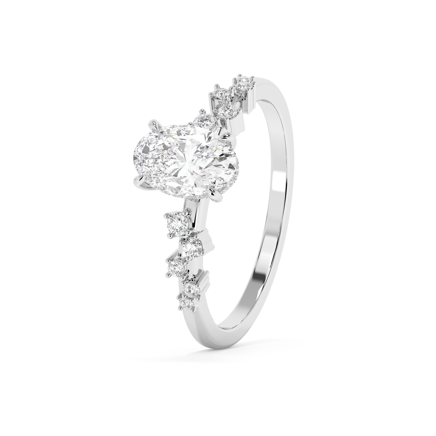 Emerald Solitaire Lab Grown Diamond Engagement Ring