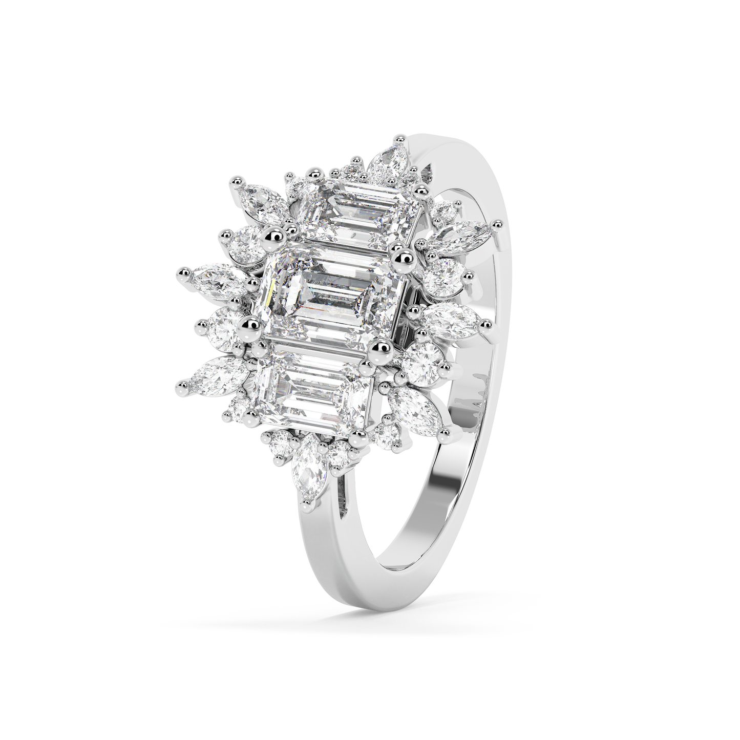 Emerald Solitaire Lab Grown Diamond Engagement Ring