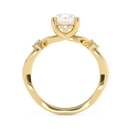 Emerald Solitaire Lab Grown Diamond Engagement Ring