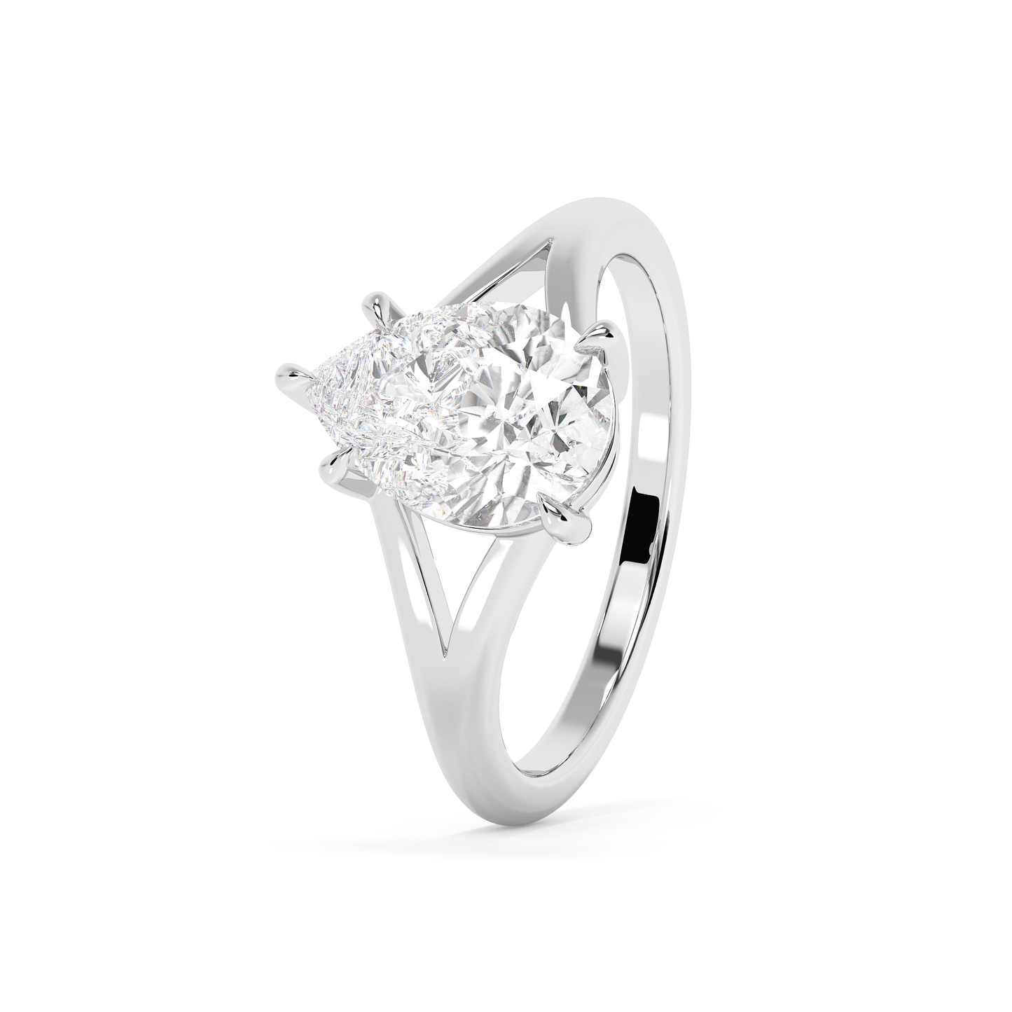 Emerald Solitaire Lab Grown Diamond Engagement Ring