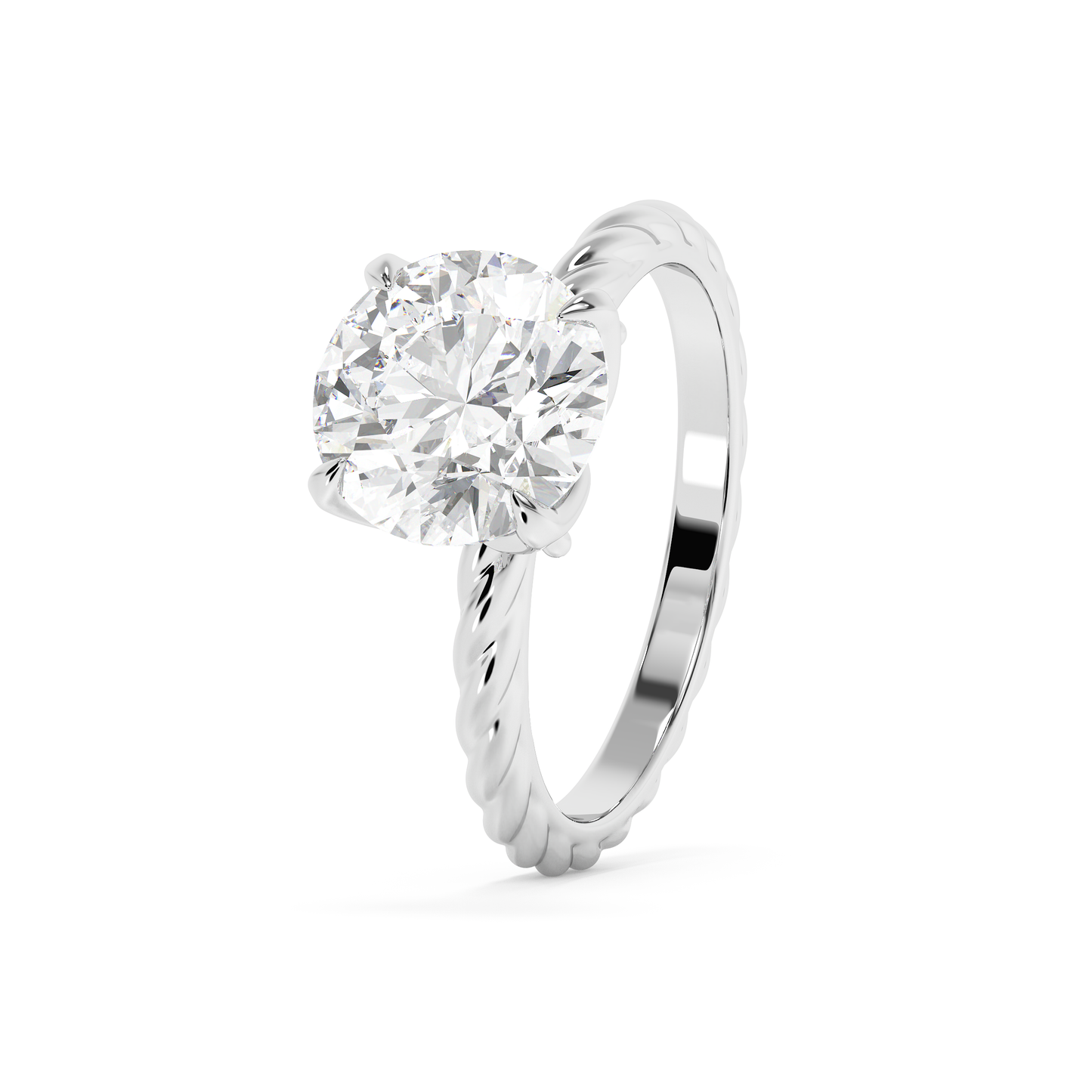 Emerald Solitaire Lab Grown Diamond Engagement Ring