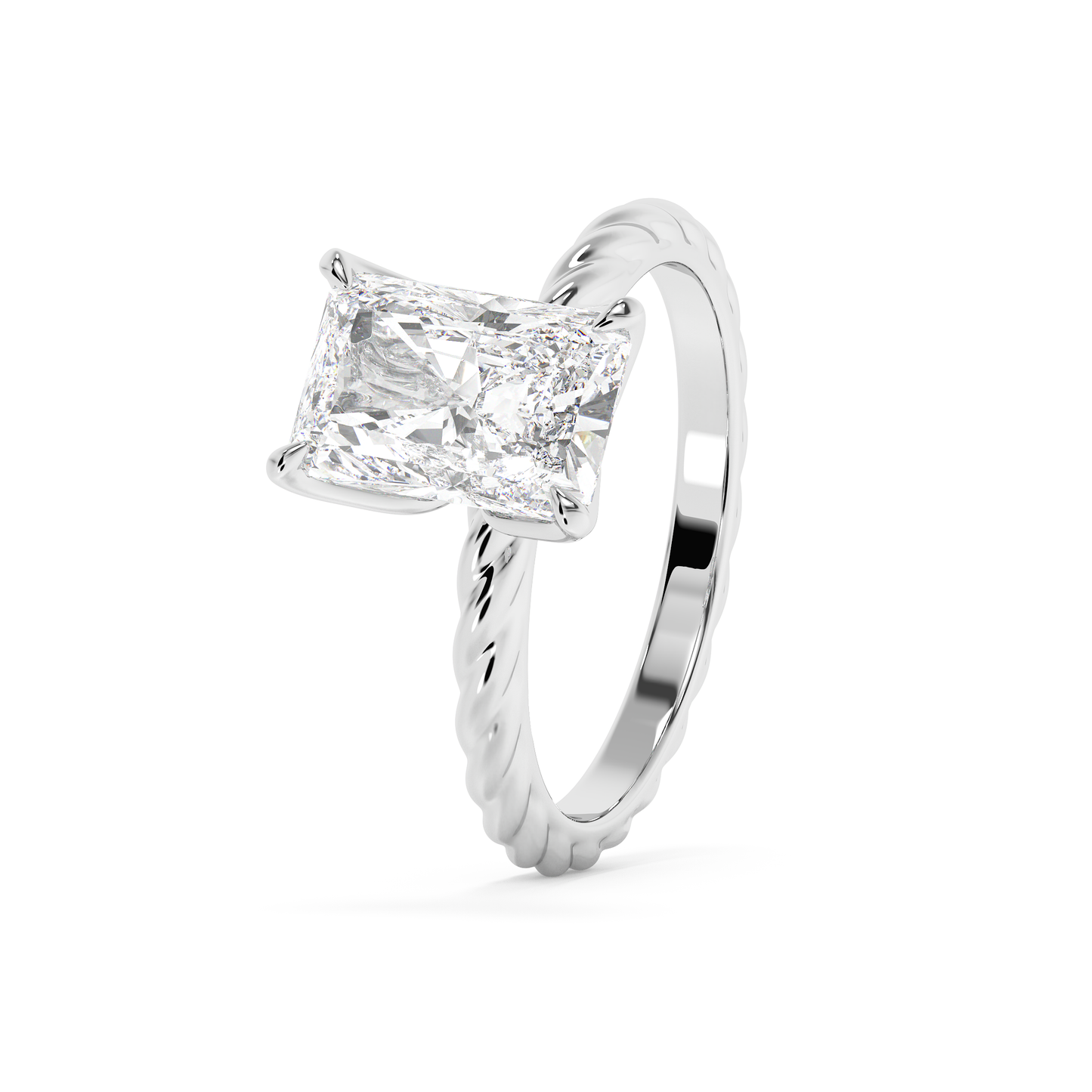 Emerald Solitaire Lab Grown Diamond Engagement Ring