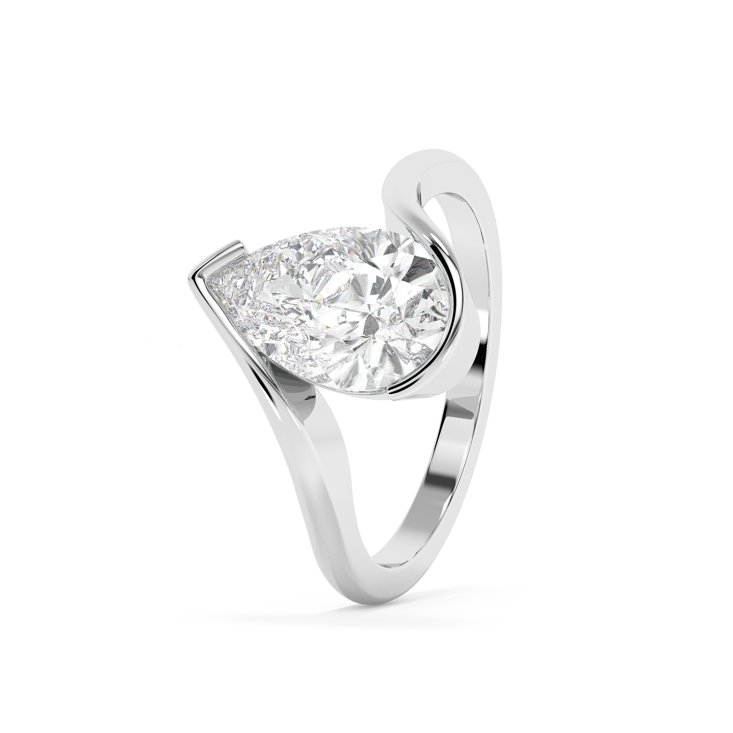 Emerald Solitaire Lab Grown Diamond Engagement Ring