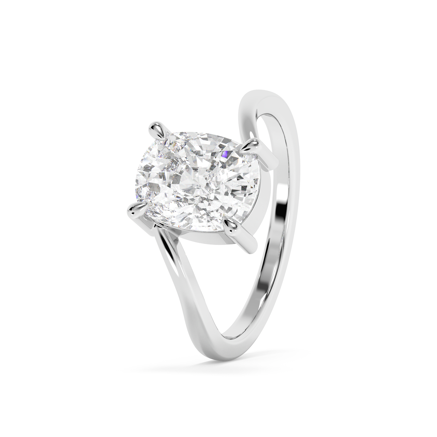 Emerald Solitaire Lab Grown Diamond Engagement Ring