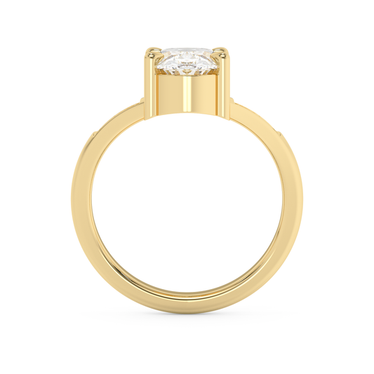 Emerald Solitaire Lab Grown Diamond Engagement Ring