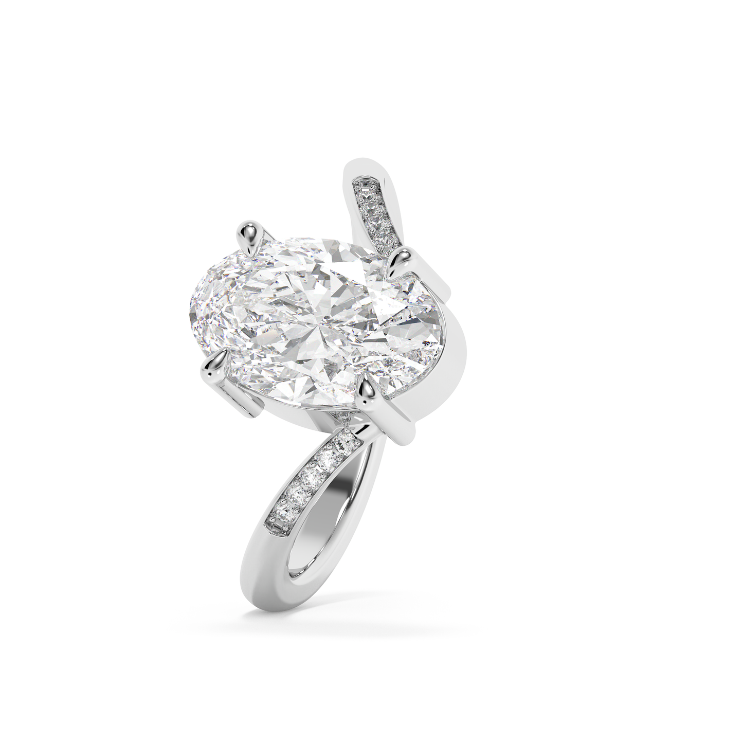 Emerald Solitaire Lab Grown Diamond Engagement Ring