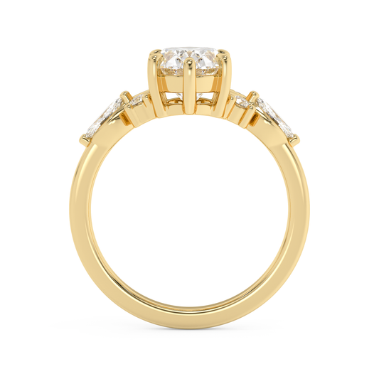 Emerald Solitaire Lab Grown Diamond Engagement Ring