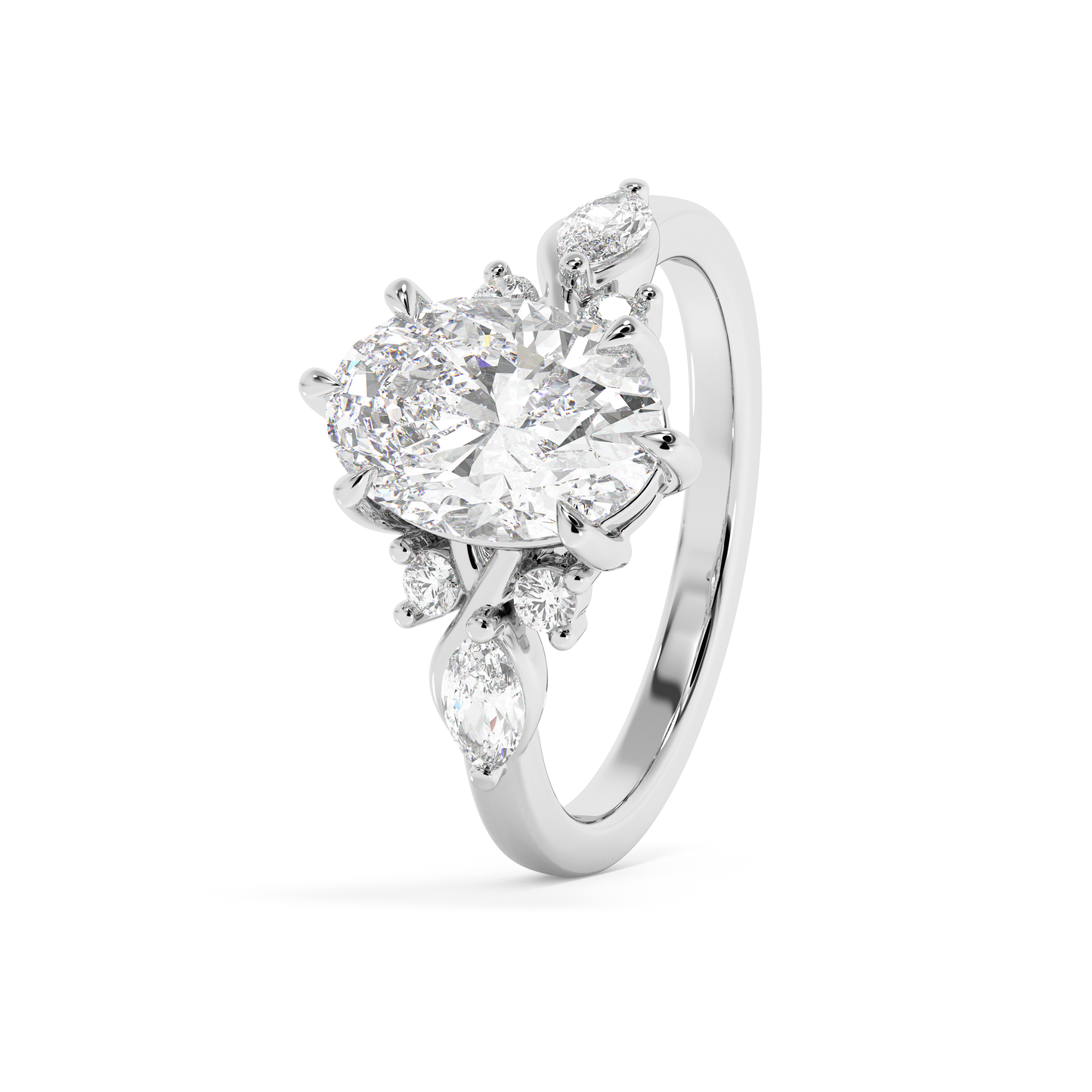 Emerald Solitaire Lab Grown Diamond Engagement Ring