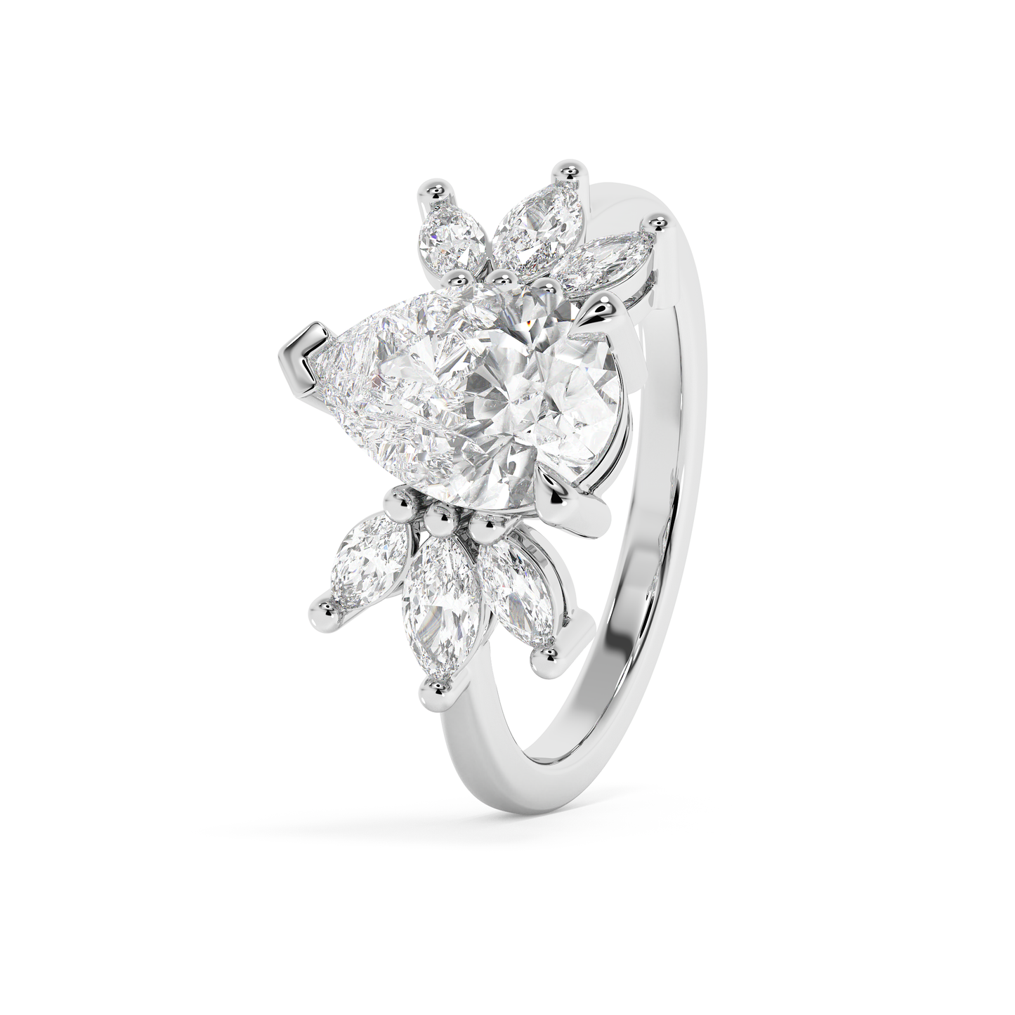 Emerald Solitaire Lab Grown Diamond Engagement Ring