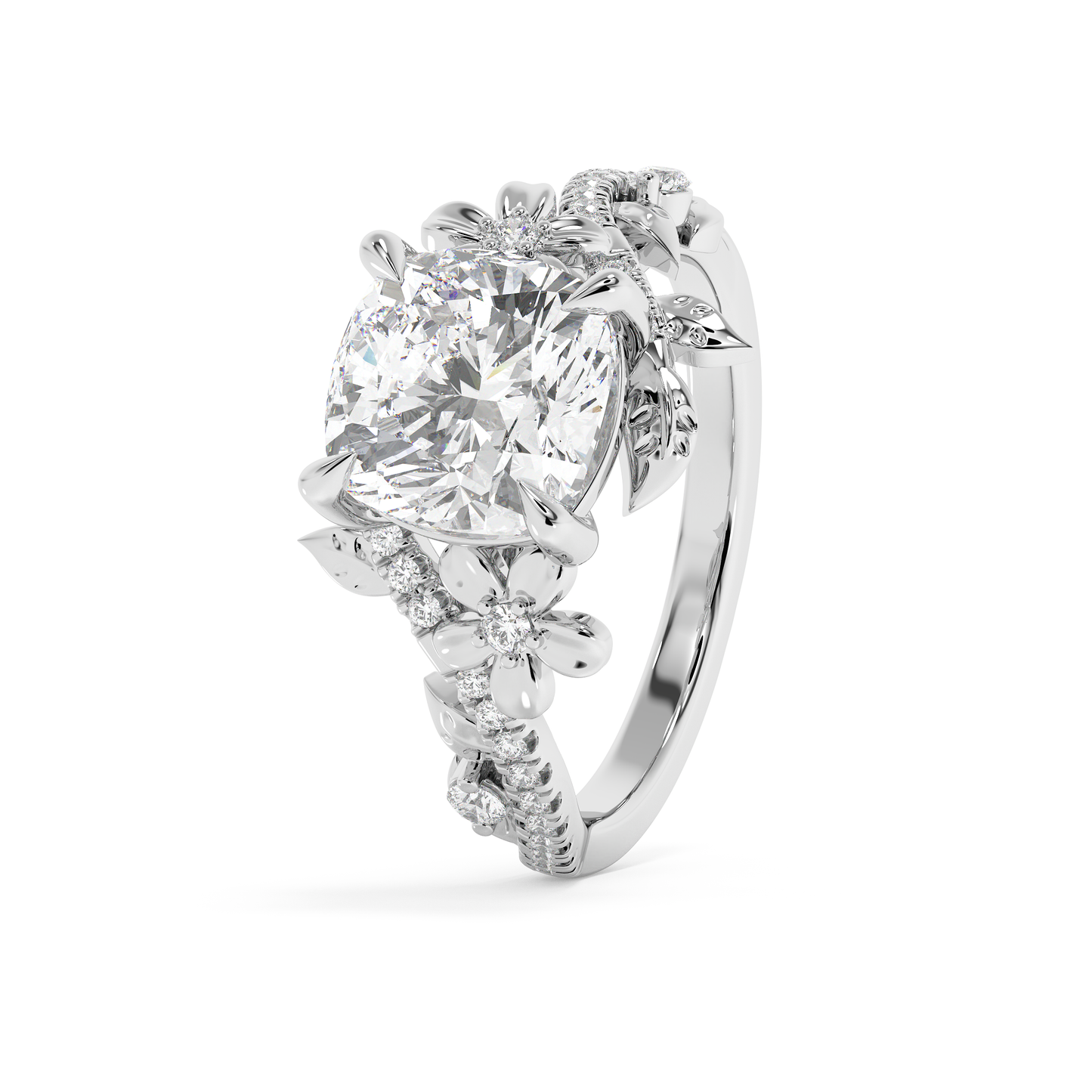 Emerald Solitaire Lab Grown Diamond Engagement Ring