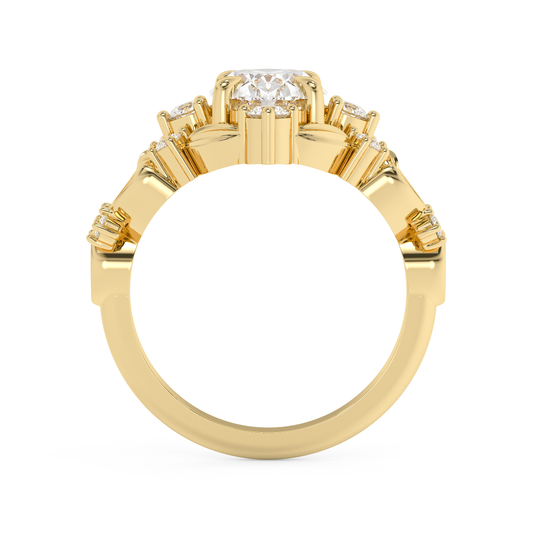 Emerald Solitaire Lab Grown Diamond Engagement Ring