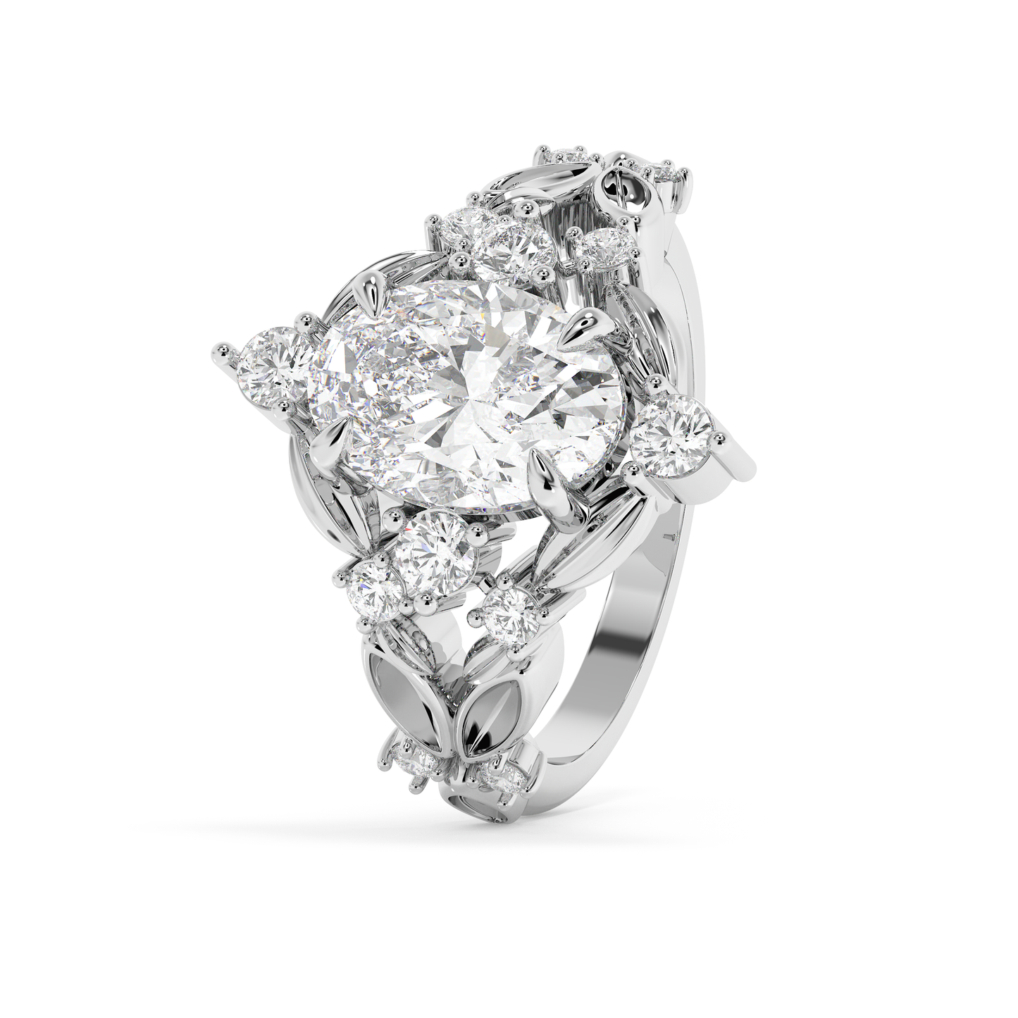 Emerald Solitaire Lab Grown Diamond Engagement Ring