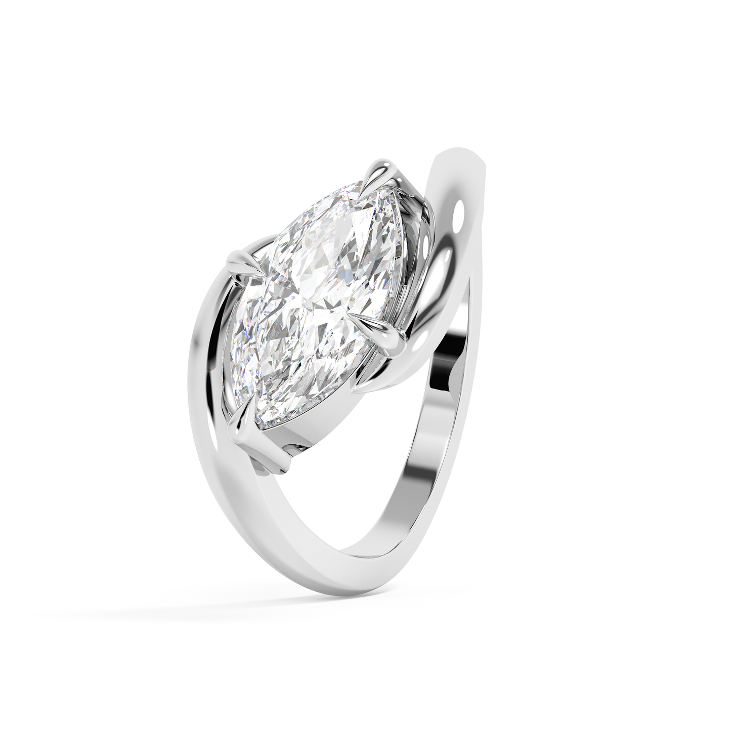 Emerald Solitaire Lab Grown Diamond Engagement Ring