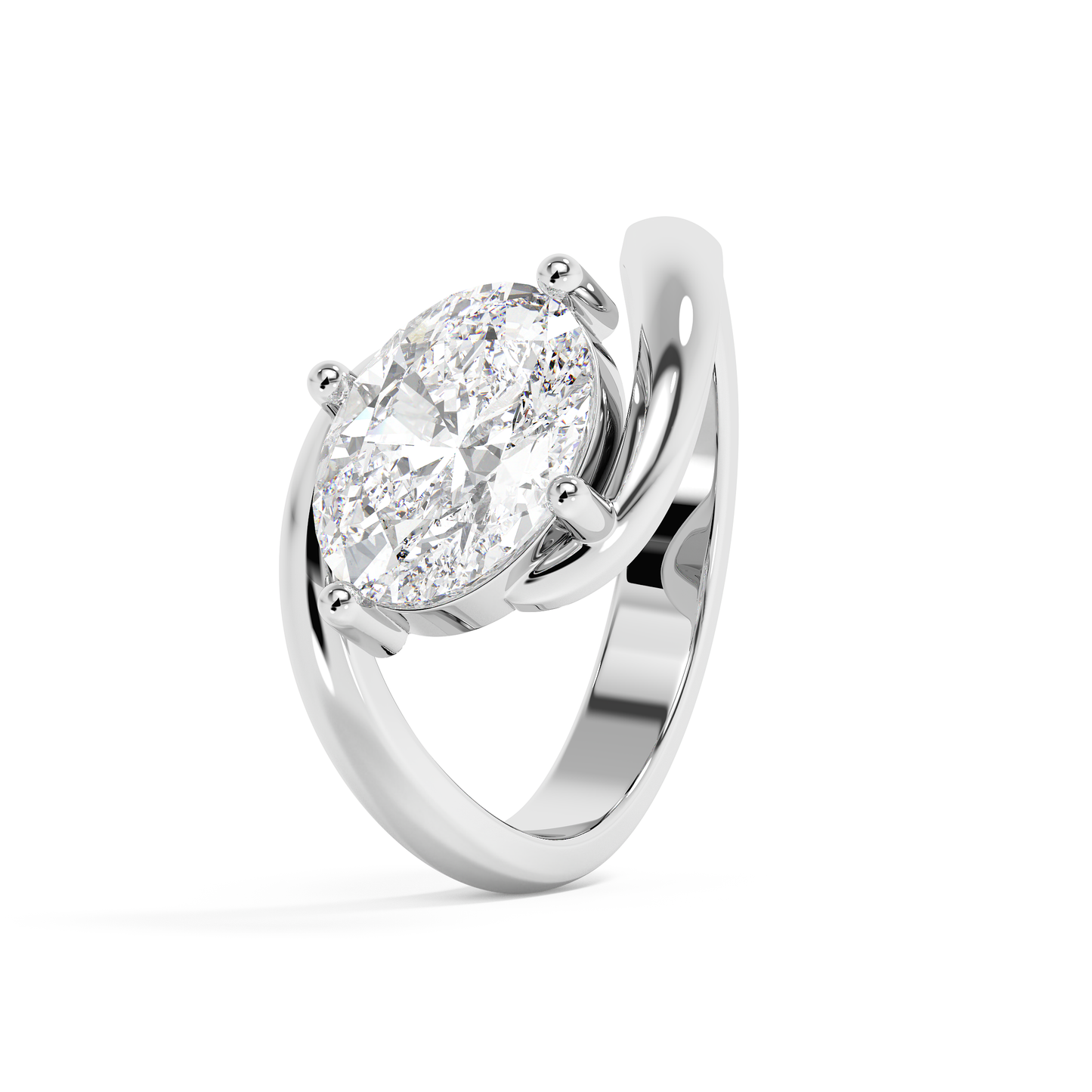 Emerald Solitaire Lab Grown Diamond Engagement Ring