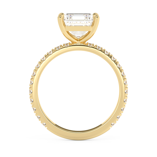 Emerald Solitaire Lab Grown Diamond Engagement Ring