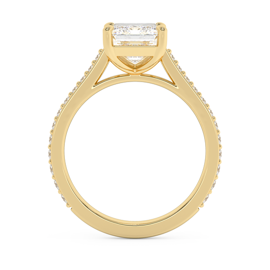 Emerald Solitaire Lab Grown Diamond Engagement Ring