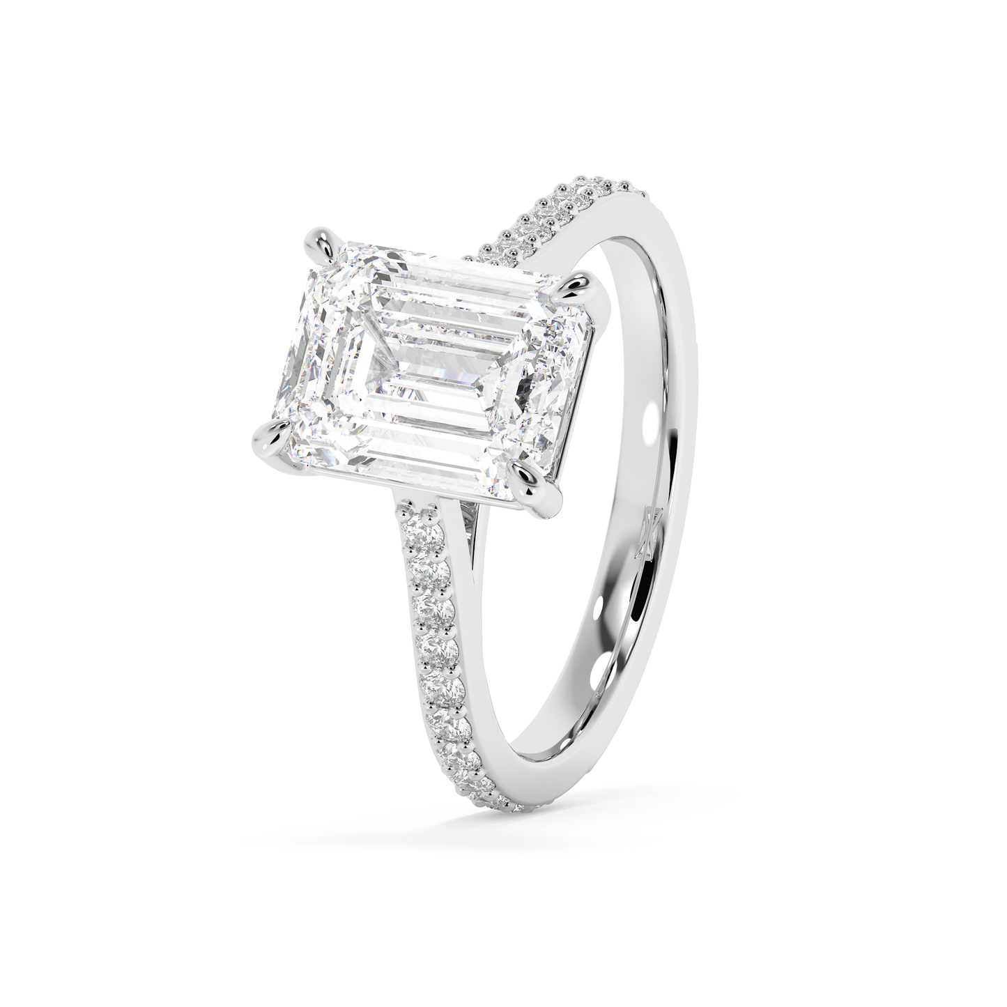Emerald Solitaire Lab Grown Diamond Engagement Ring