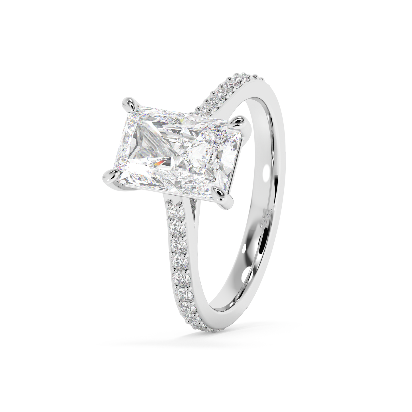 Emerald Solitaire Lab Grown Diamond Engagement Ring
